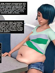 Fat belly girl is hunting for huge dick at 3d sex comics