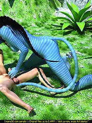Gorgeous Na'vi bitch subdues a kinky man eager to please