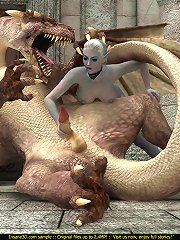 Fire-breathing dragon subdued and fucked by an elven witch