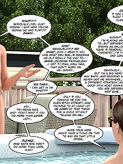 Sweet lady with glasses wants to have 3d comic sex in the pool